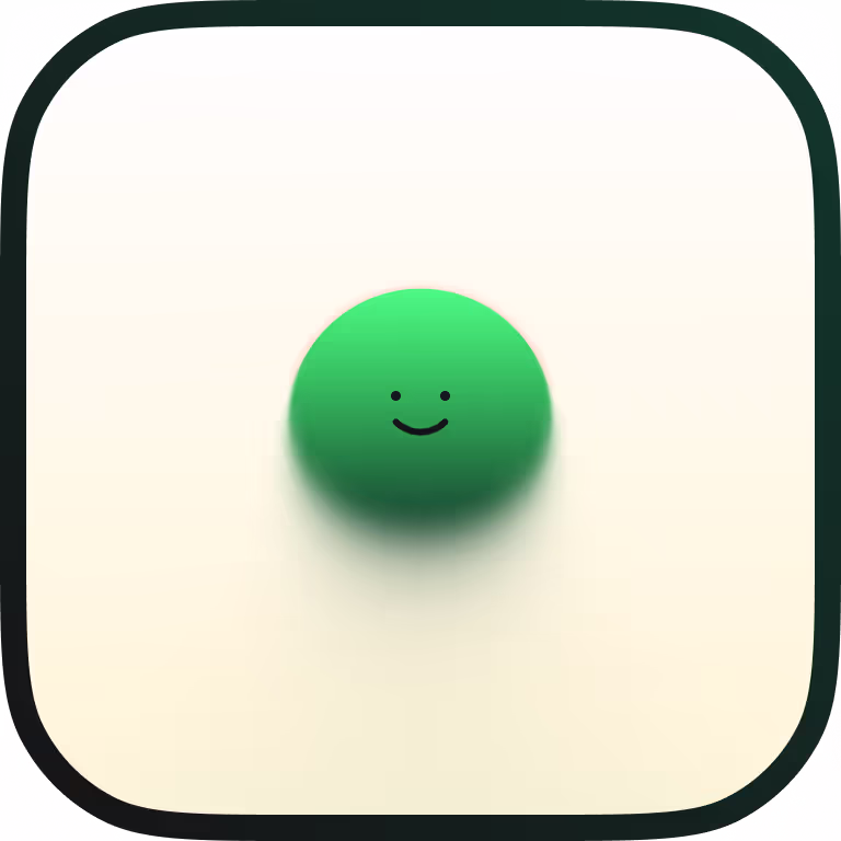 A minimalist WASABI GREEN ICONICAL spherical character with a small smile, on a soft cream backdrop, DEPICTING THE MAKI PLAN OF TONEMAKI.