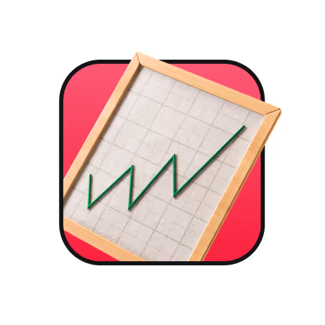 A meticulously 3D-rendered icon symbolizing revenue growth, featuring a clean wooden frame with a white grid background. A sharp green line graph rises dynamically, capturing the essence of upward financial progress. Rendered in Cinema 4D using Maxon One tools, the icon’s textures are refined with Greyscale Gorilla materials, showcasing a soft yet professional aesthetic. The bright red square background enhances visual contrast, ensuring the design is both modern and impactful. This icon embodies the theme of business success and forward momentum. Made by Tone Segurado